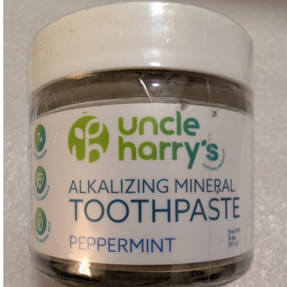 Uncle Harry's Alkalizing Mineral Toothpaste Peppermint 3oz Natural Vegan Jar